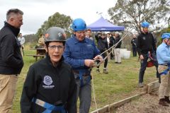 Their Excellencies the Governor General of Australia and Mrs Hurley after their 10m abseil with Outward Bound.